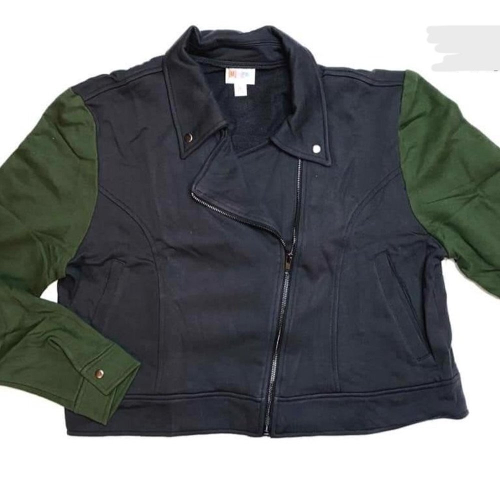 Lularoe Presley Moto Jacket size 2XL Blue and Green NWT